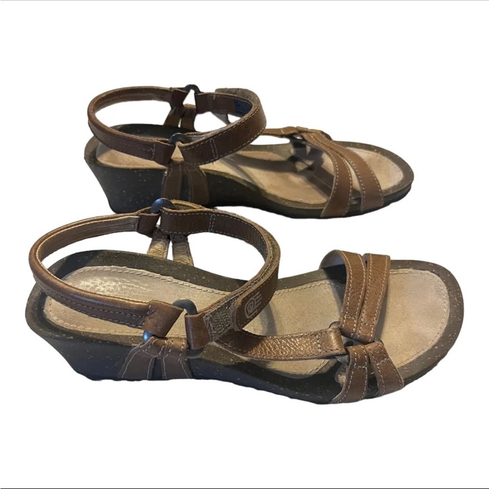 Teva Ventura Cork Brown / Tan Wedge Platform Sandals Womens size 8